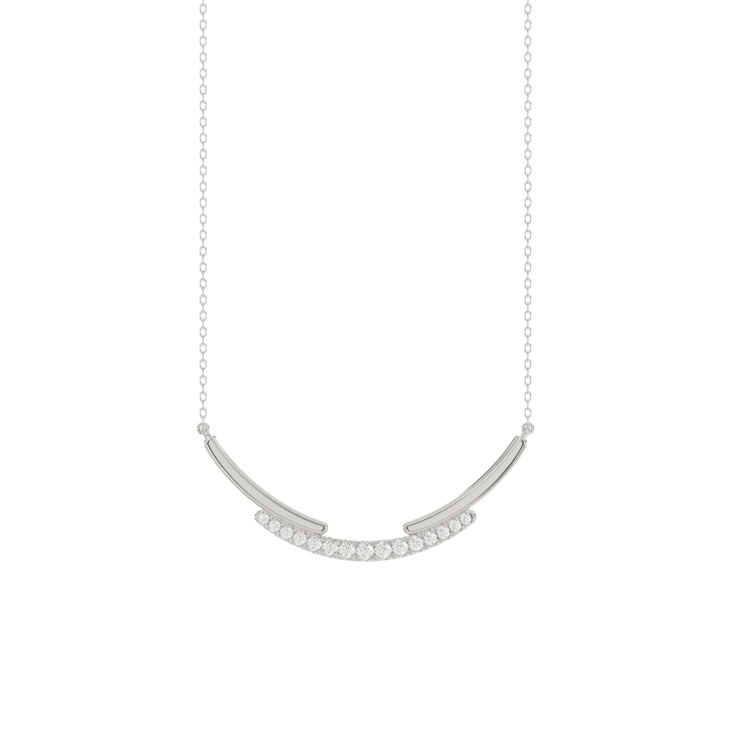 LADIES NECKLACE 0.25CT ROUND DIAMOND 14K WHITE GOLD