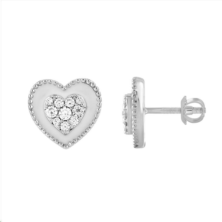 LADIES EARRINGS 0.33CT ROUND DIAMOND 14K WHITE GOLD