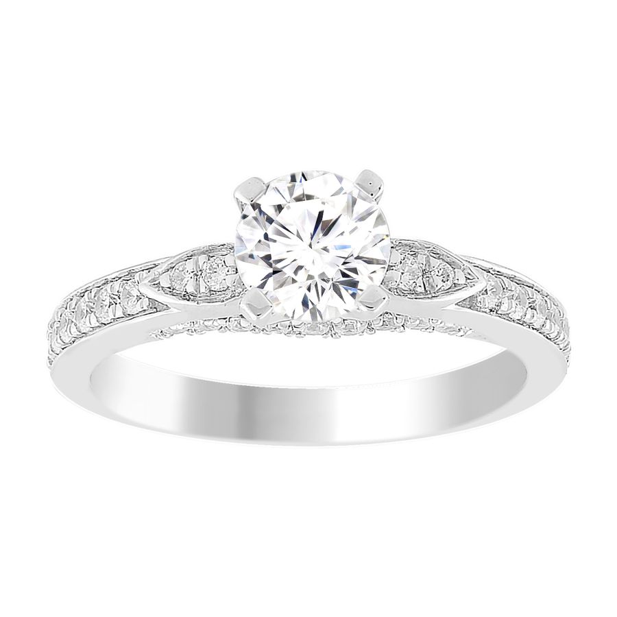 LADIES SEMI MOUNT BRIDAL SET 0.33CT ROUND DIAMOND 14K WHITE GOLD (CENTER STONE 1.00CT ROUND DIAMOND)