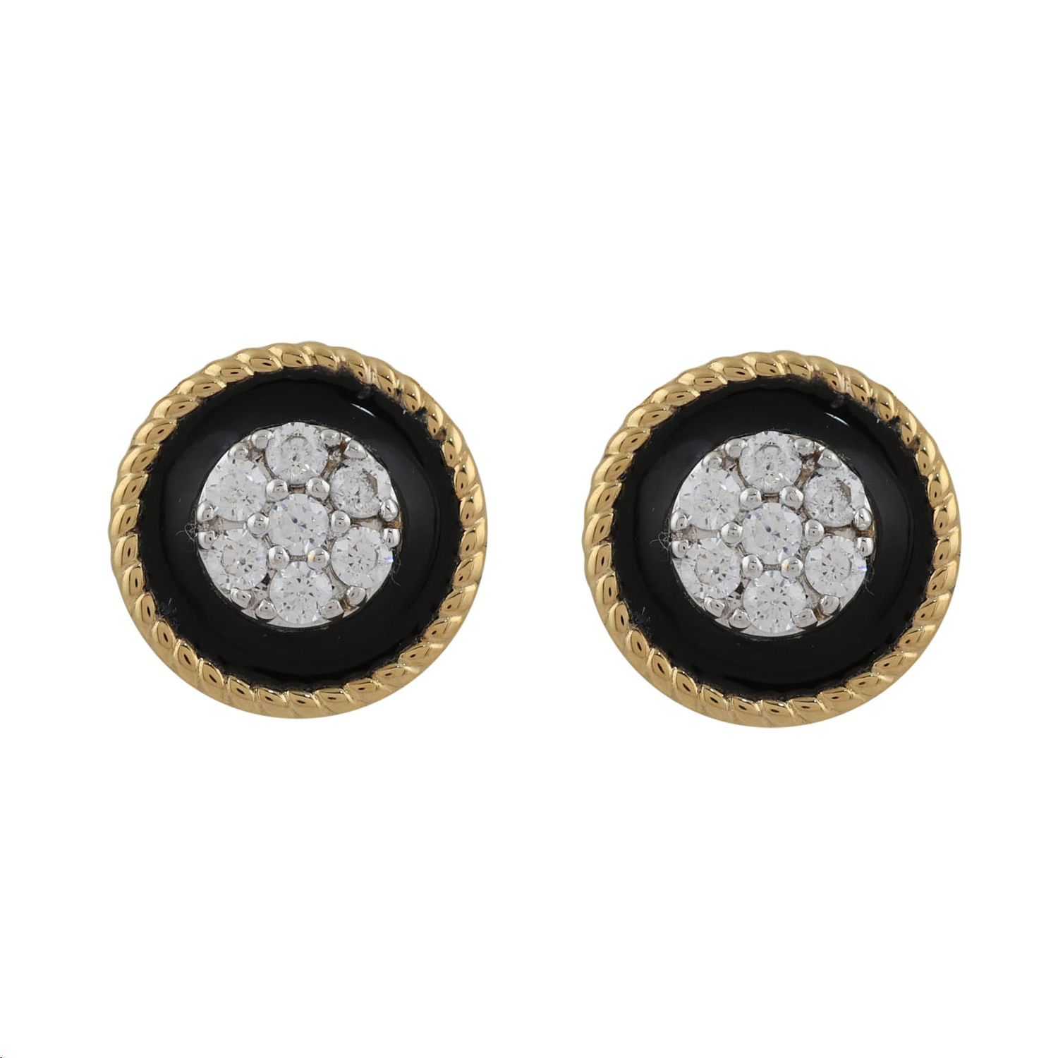 LADIES EARRINGS 0.25CT ROUND DIAMOND 14K YELLOW GOLD