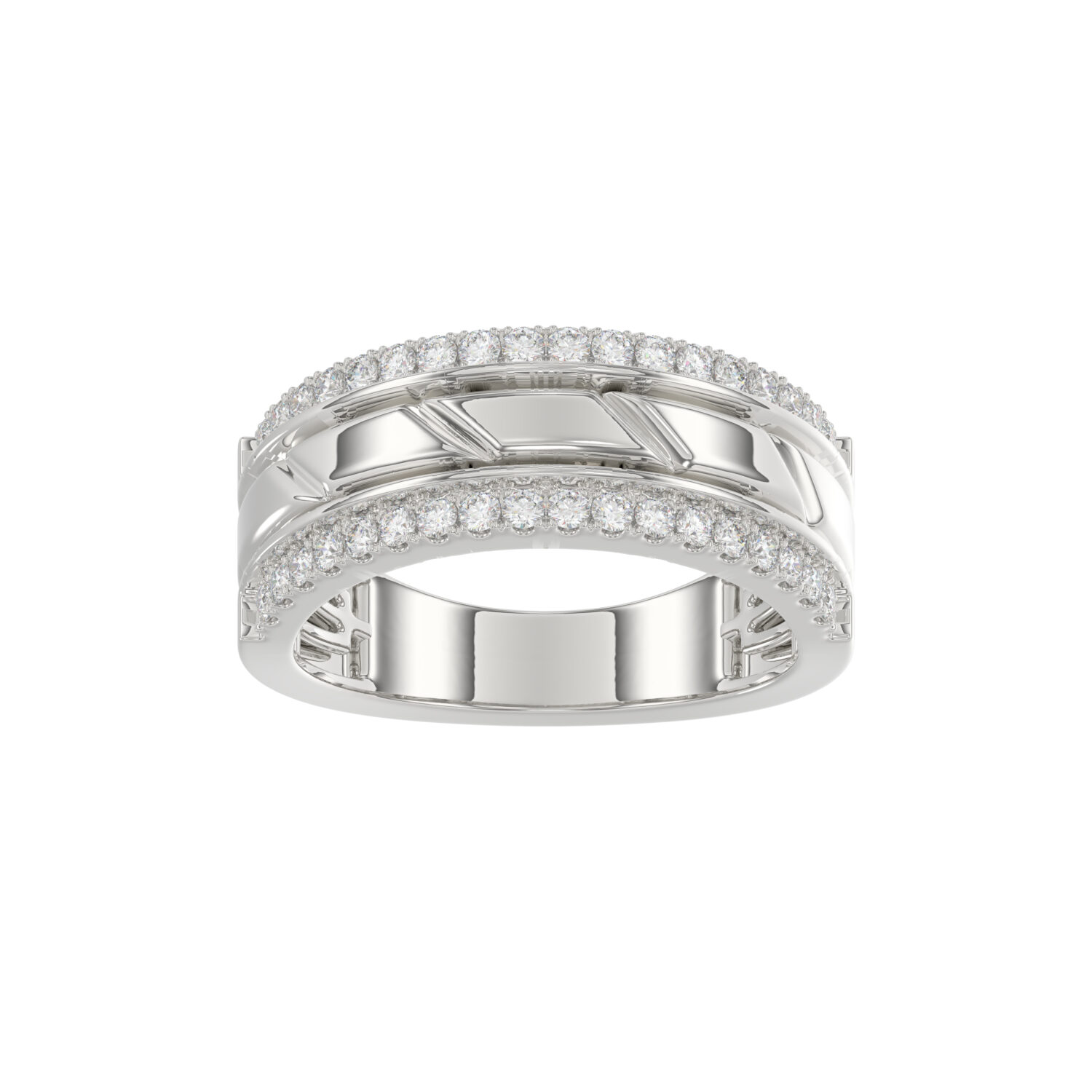 MEN'S BAND 0.50CT ROUND DIAMOND 14K WHITE GOLD