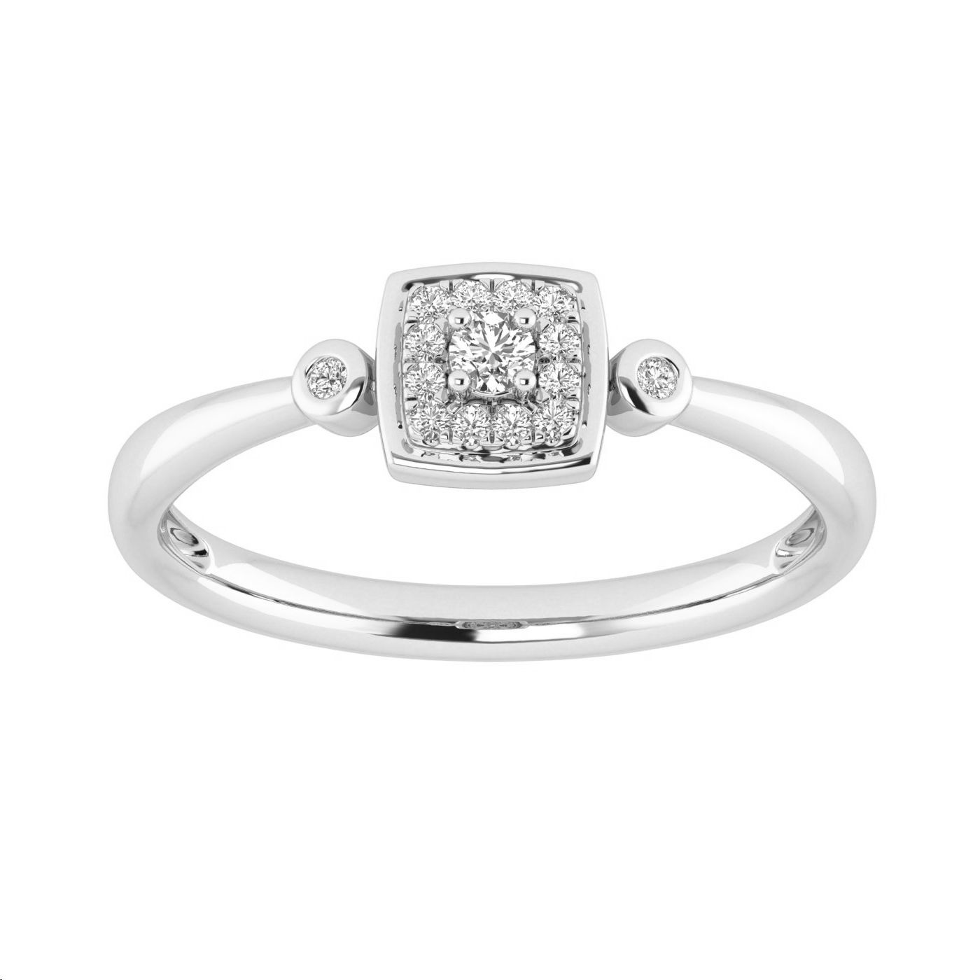 Ladies 0.10Ct Round Diamond Sterling Silver White Cluster Ring – Fashion Or Engagement Jewelry Gift