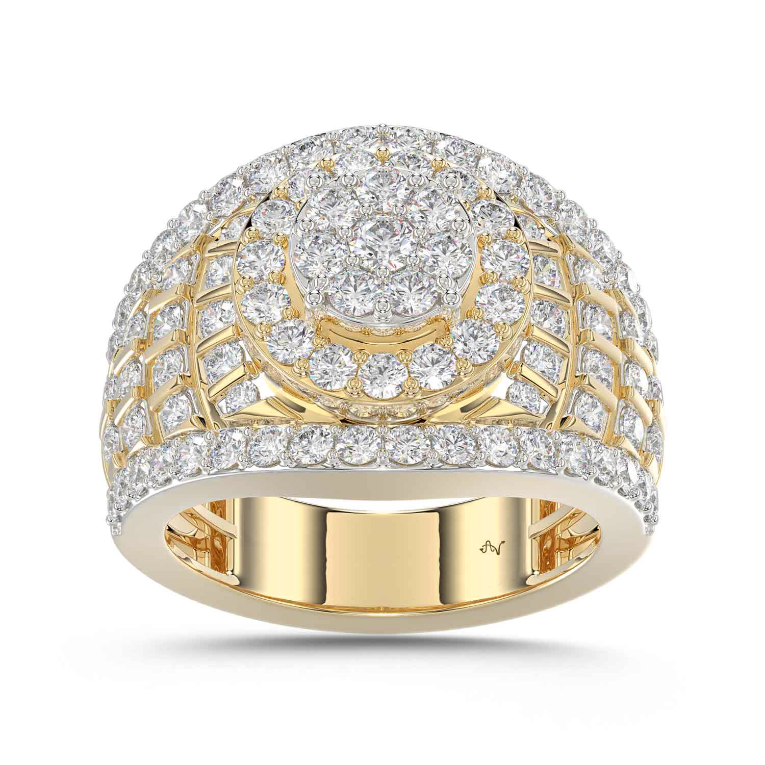LADIES RING 2.00CT ROUND DIAMOND 10K YELLOW GOLD