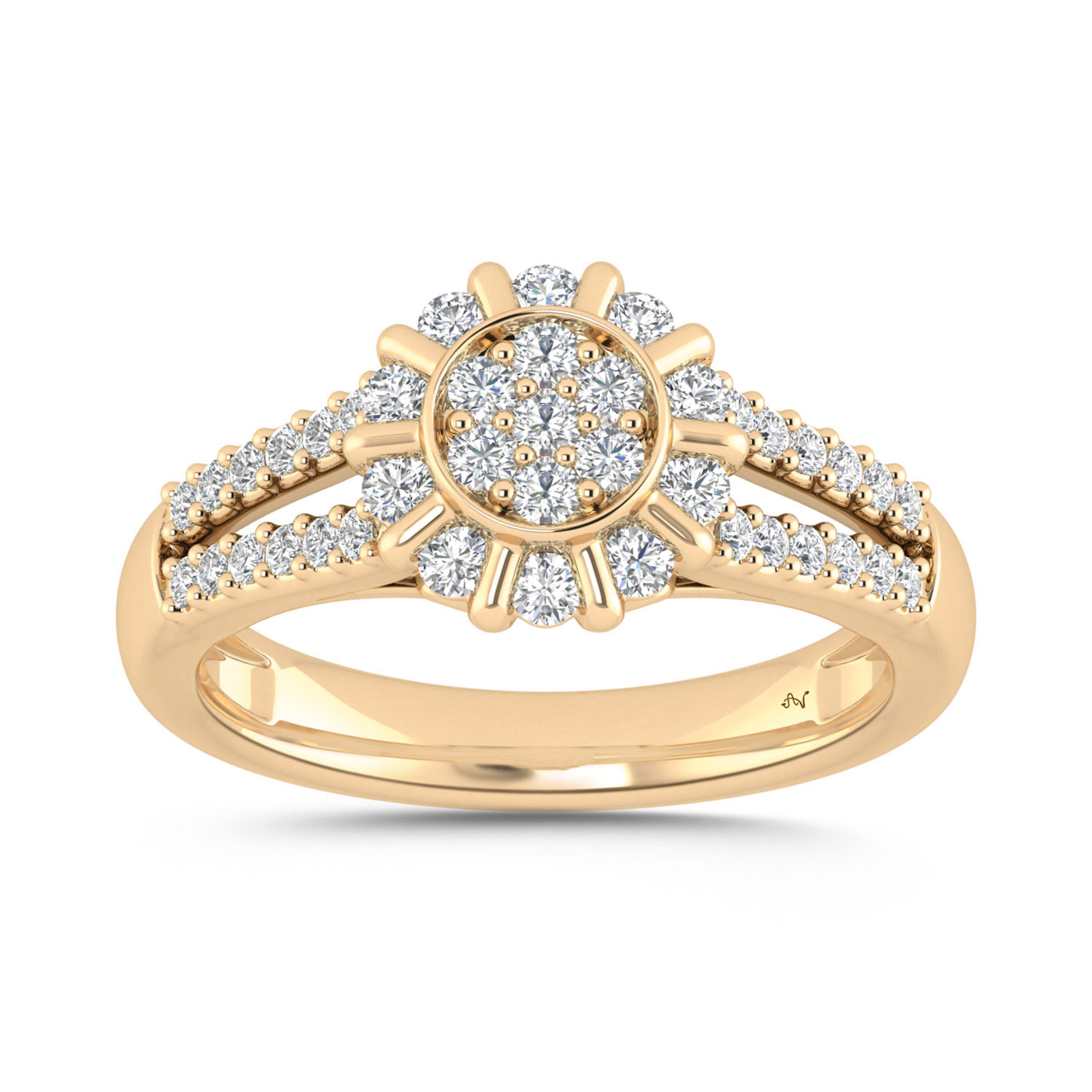 LADIES RING 0.50CT ROUND DIAMOND 10K YELLOW GOLD