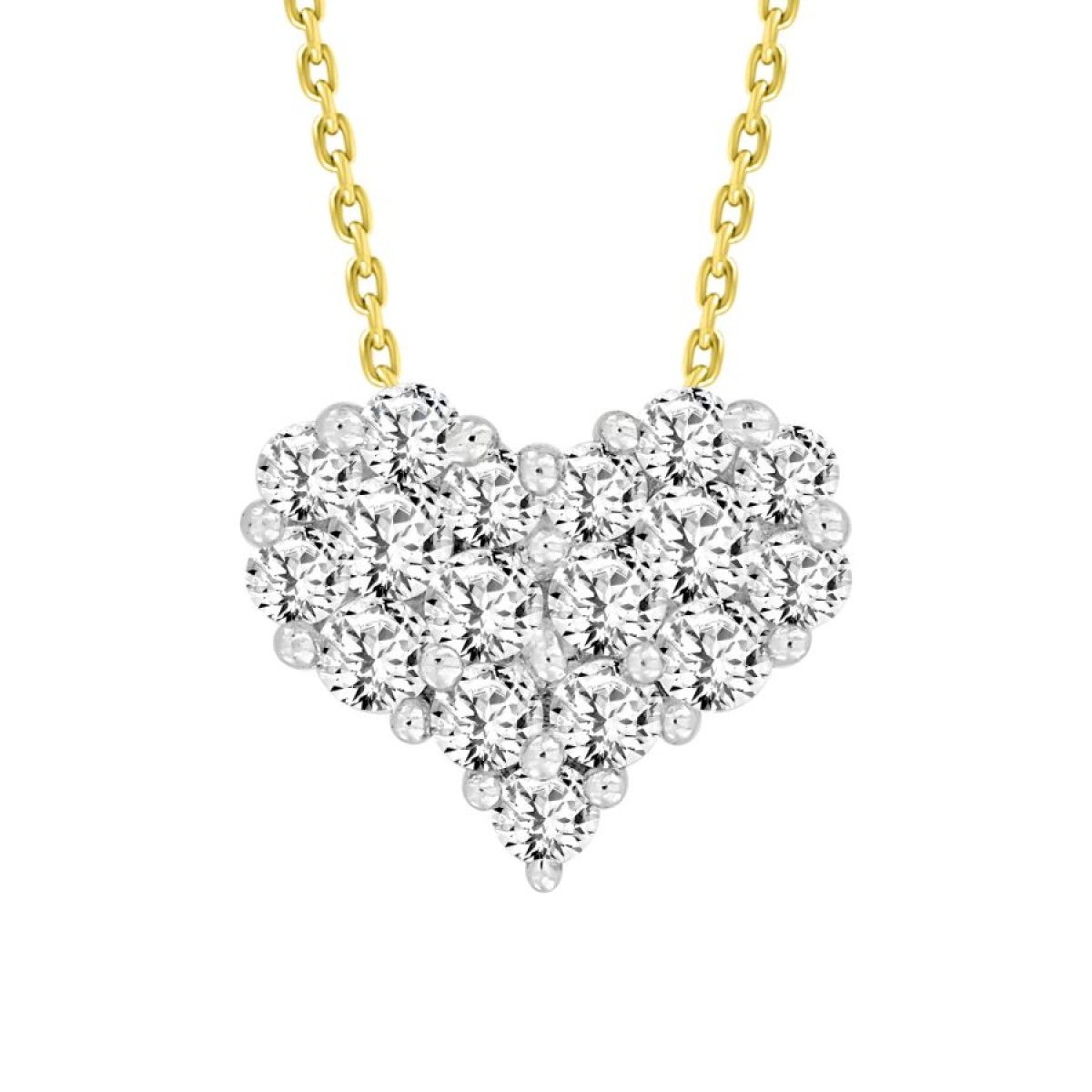 Elegant 10K Yellow Gold Diamond Heart Pendant 0.30Ct Round Diamond Pendant With Chain For Women