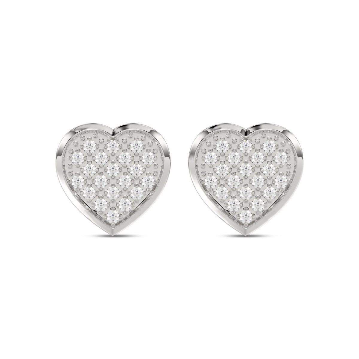 Women’S Sterling Silver Yuva White 0.15CT Round Diamond Heart Earrings Elegant Fine Jewelry