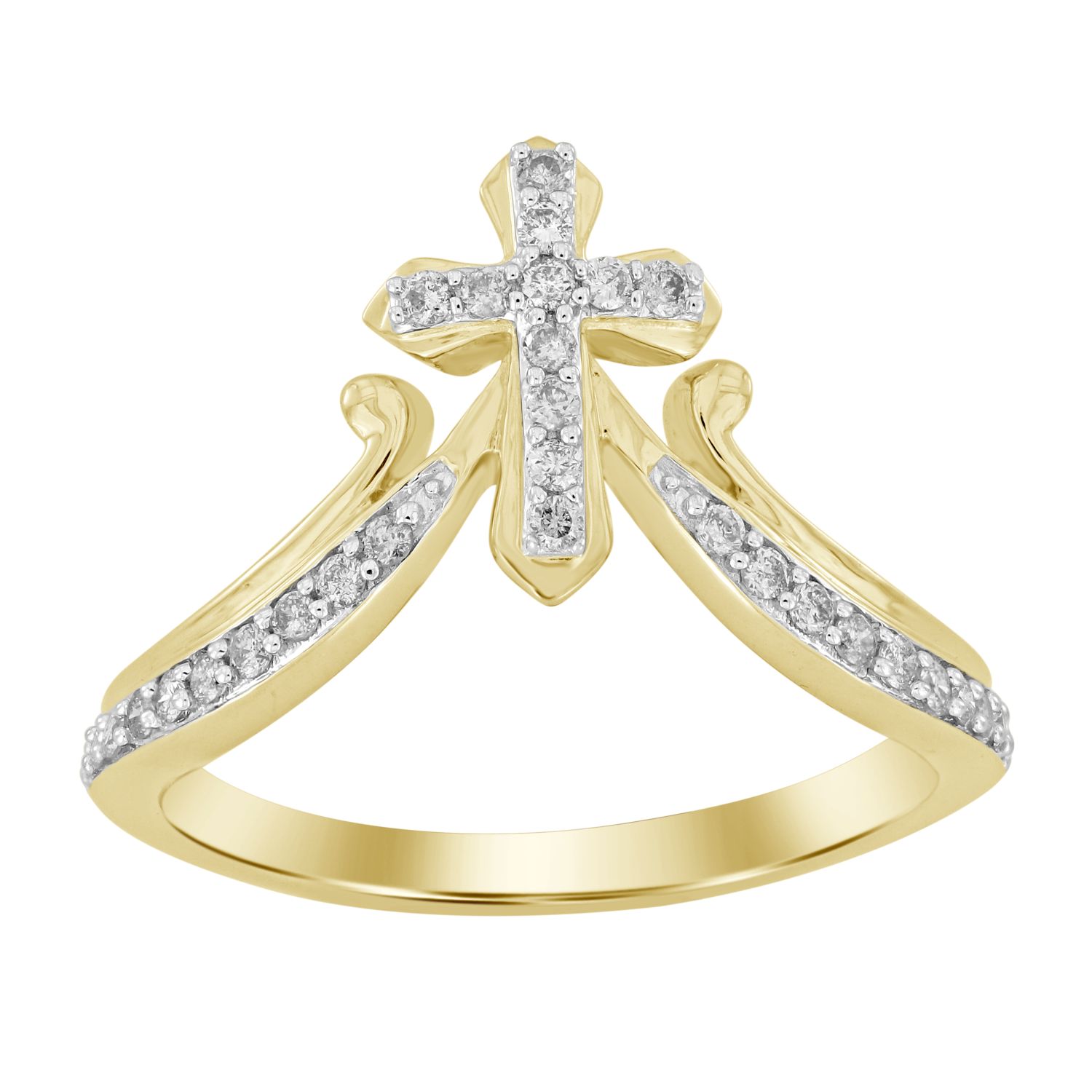 LADIES RING 0.25CT ROUND DIAMOND 10K YELLOW GOLD