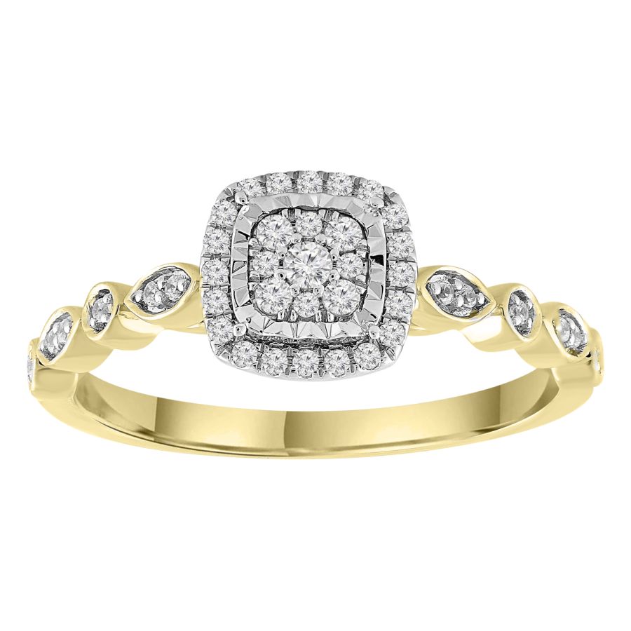 LADIES RING 0.20CT ROUND DIAMOND 10K YELLOW GOLD