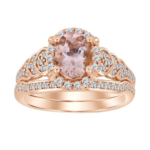 Ladies Diamond Ring with 1.65CT Round and Oval Diamonds in 10K Rose Gold