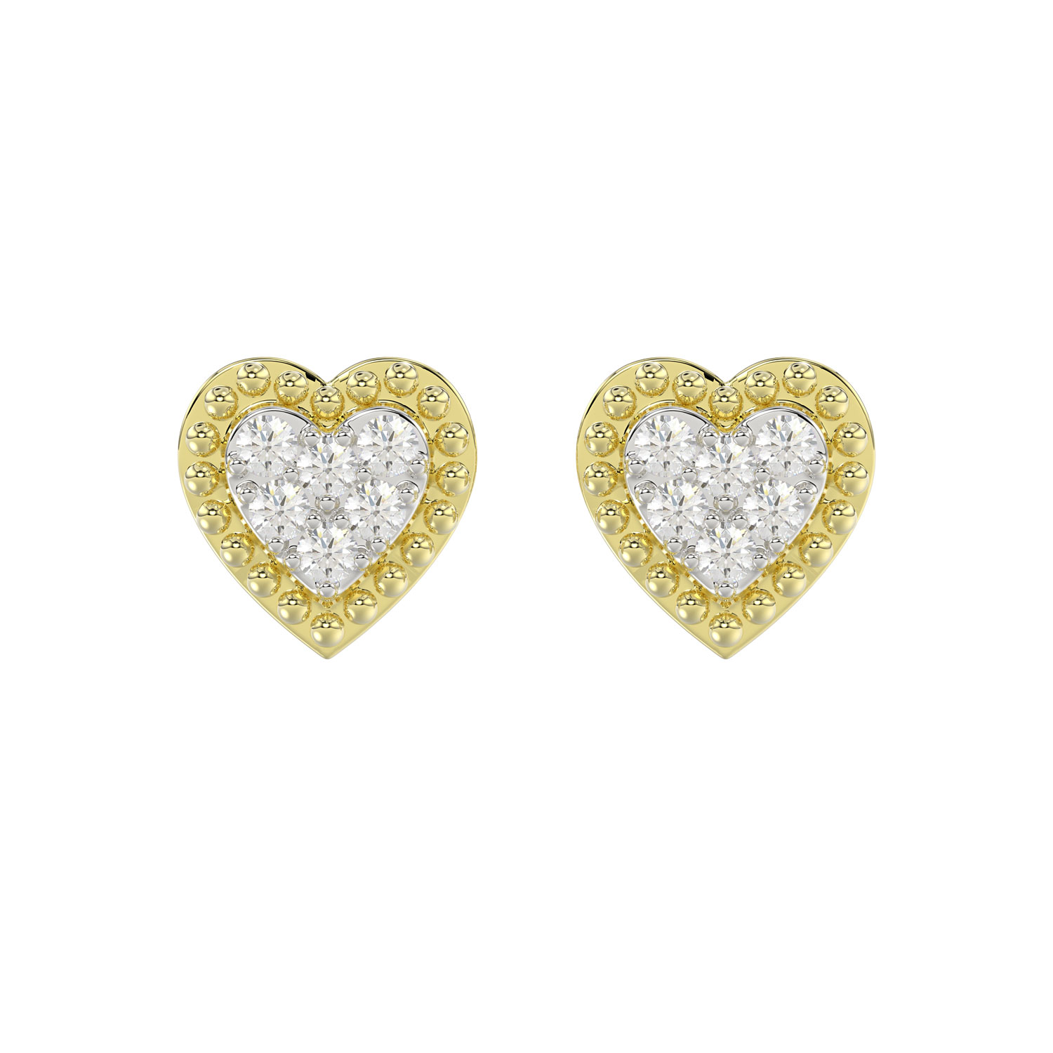 LADIES EARRINGS 0.20CT ROUND DIAMOND 14K YELLOW GOLD