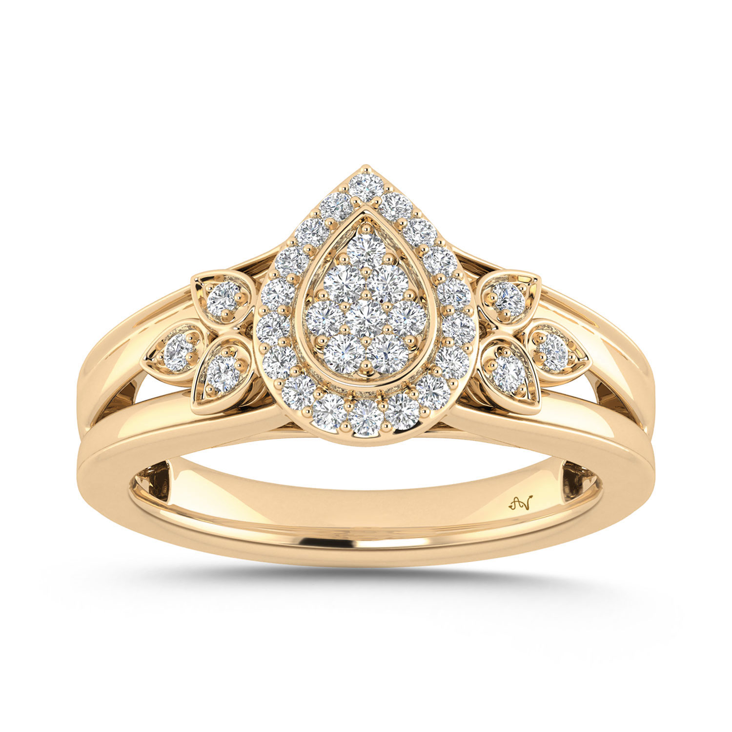LADIES RING 0.33CT ROUND DIAMOND 10K YELLOW GOLD