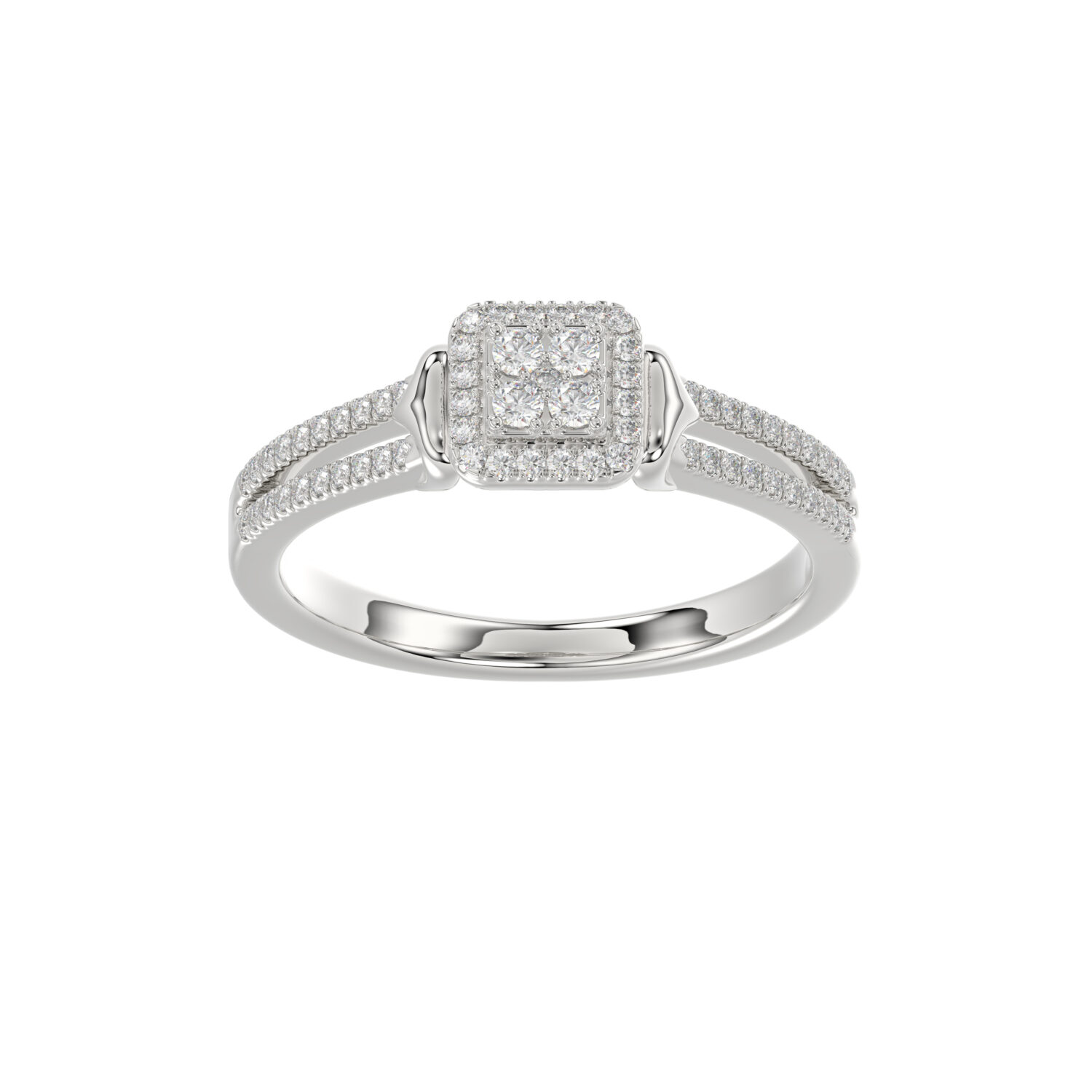 Ladies 0.20Ct Round Diamond Sterling Silver White Engagement Ring – Elegant Promise Ring For Women