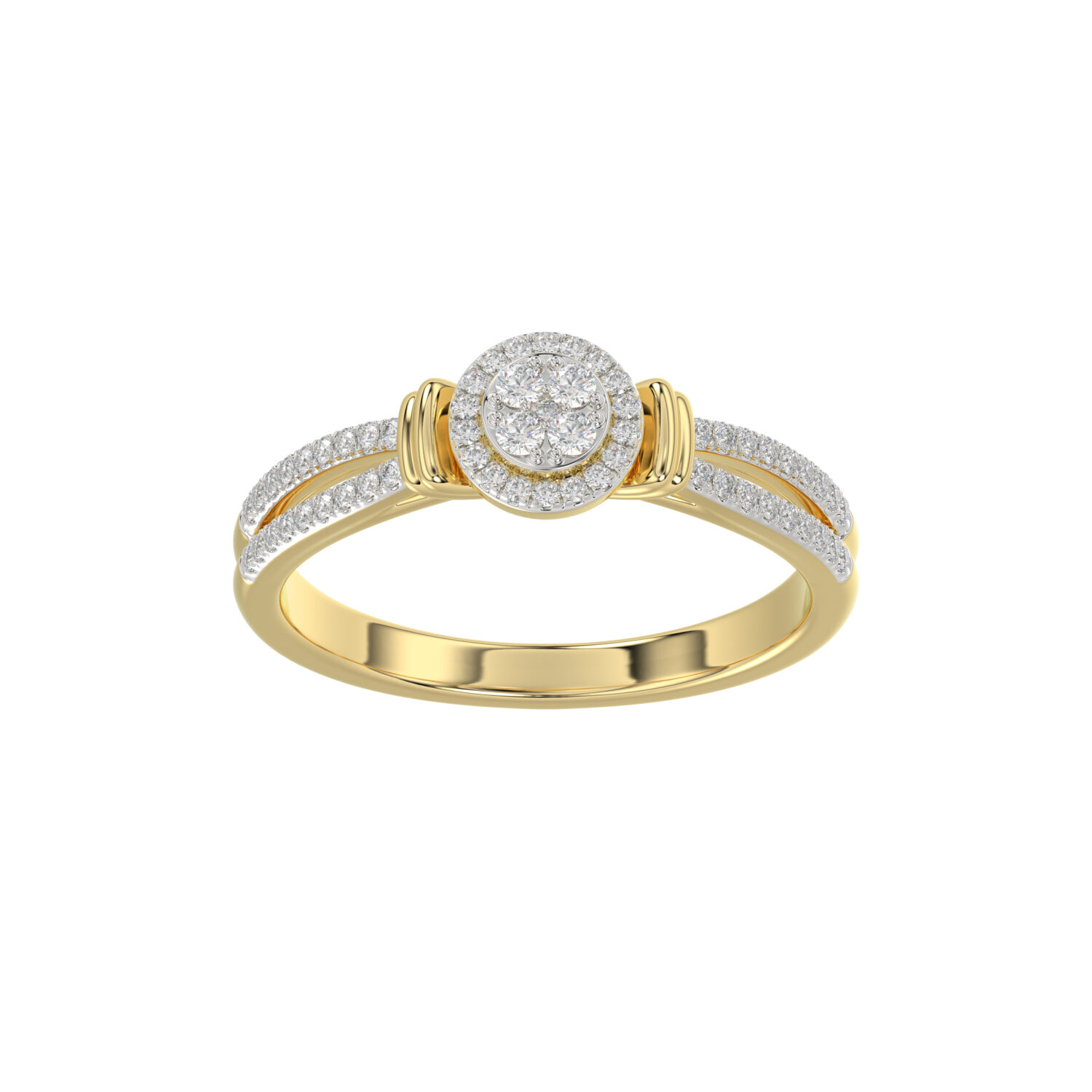 LADIES RING 0.25CT ROUND DIAMOND 10K YELLOW GOLD