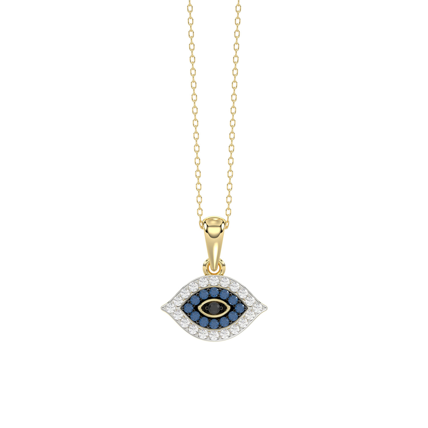 LADIES PENDANT 0.10CT ROUND/BLUE/BLACK DIAMOND 10K YELLOW GOLD