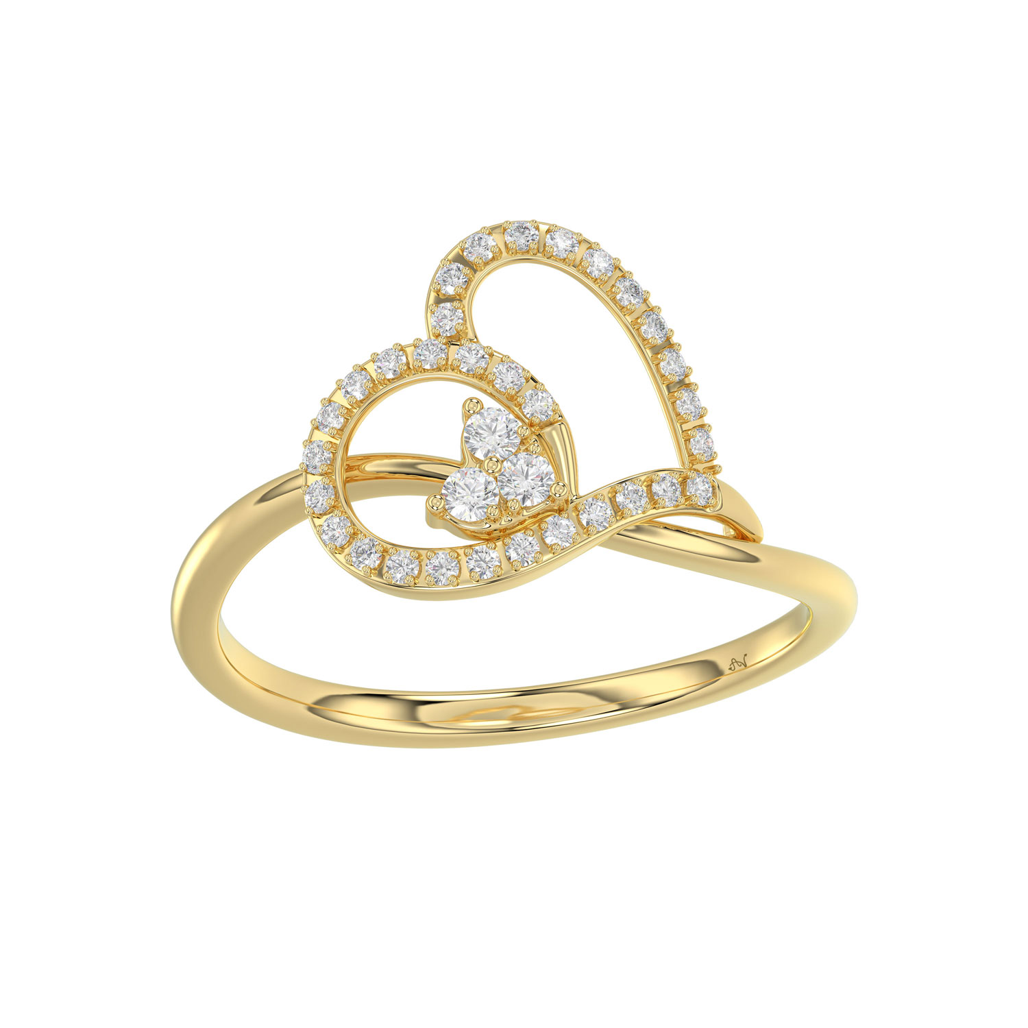LADIES RING 0.15CT ROUND DIAMOND 10K YELLOW GOLD