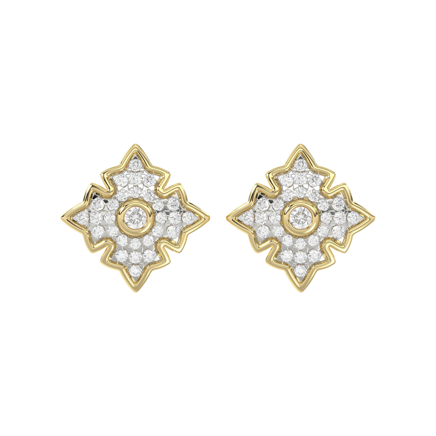 LADIES EARRING 0.25CT ROUND DIAMOND 10K YELLOW GOLD